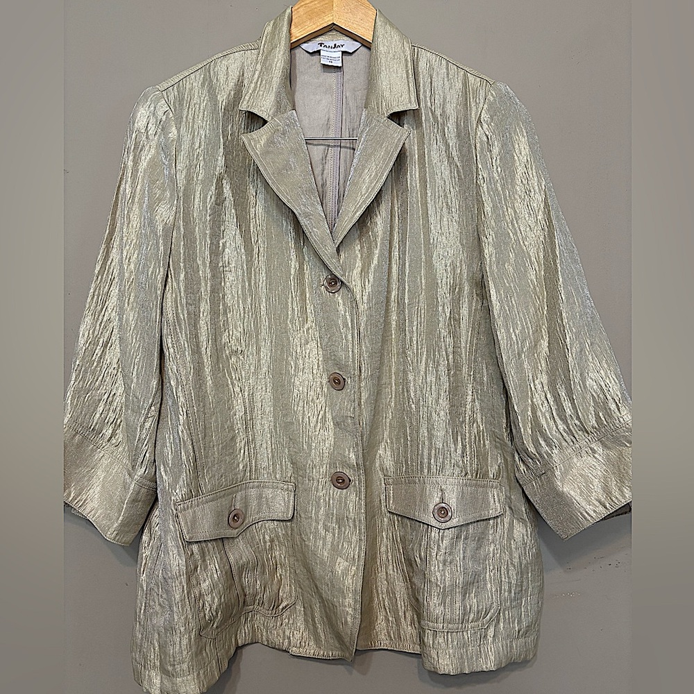 TANJAY Vintage Gold Metallic Sheen Blazer
